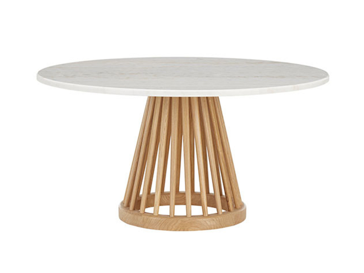 Fan Table Base + White Marble Top Round 900 2
