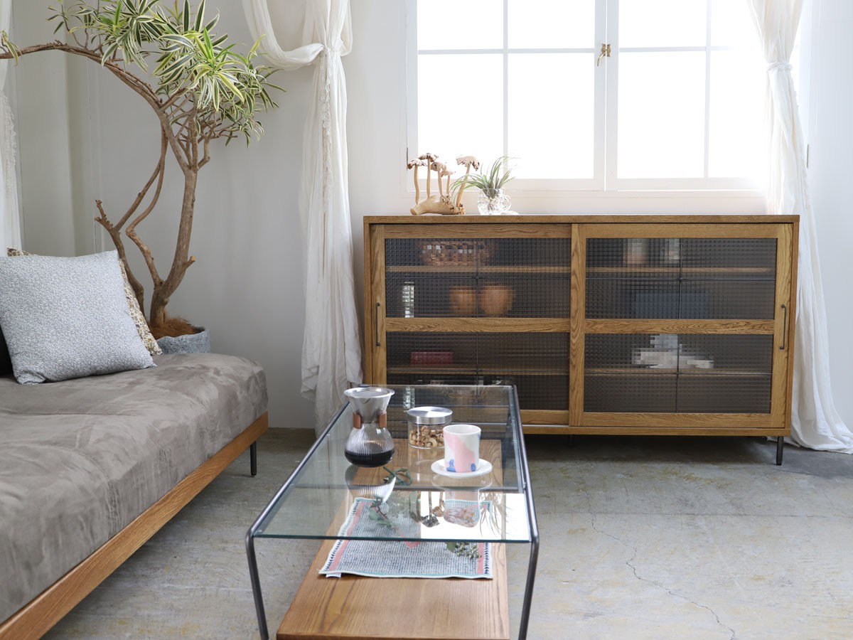 a.depeche cadeal slide glass low board 1500 / アデペシュ カデル スライドガラス ローボード 1500 （収納家具 > サイドボード・リビングボード） 4