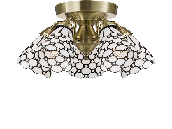 CUSTOM SERIES
5 Ceiling Lamp × Stained Glass Dots / カスタムシリーズ
5灯シーリングランプ × ステンドグラス（ドッツ） （ライト・照明 > シーリングライト） 6