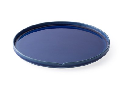 大上昇作　蒼居流大皿 HASU AZURE CRACKLE Plate L / ハス 瑠璃貫入 大皿 - インテリア
