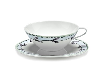 SERAX MIDNIGHT FLOWERS by MARNI Tea Cup with Saucer Blossom Milk