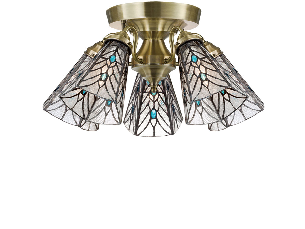 CUSTOM SERIES
5 Ceiling Lamp × Stained Glass Tears / カスタムシリーズ
5灯シーリングランプ × ステンドグラス（ティアーズ） （ライト・照明 > シーリングライト） 1