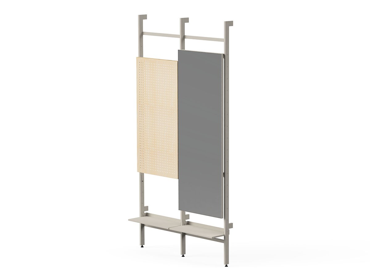 Shelf double mirrorL wood pegboard set