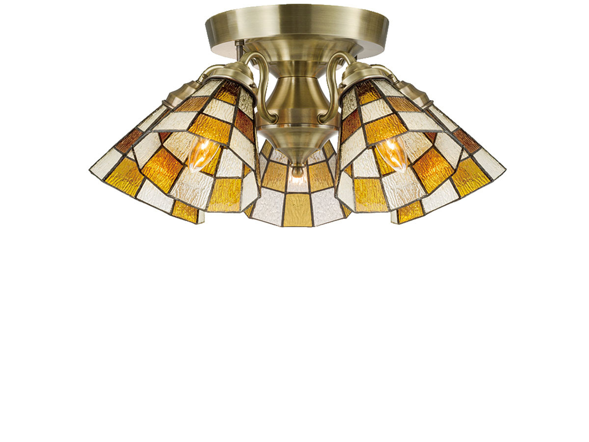 CUSTOM SERIES
5 Ceiling Lamp × Stained Glass Checker / カスタムシリーズ
5灯シーリングランプ × ステンドグラス（チェッカー） （ライト・照明 > シーリングライト） 1