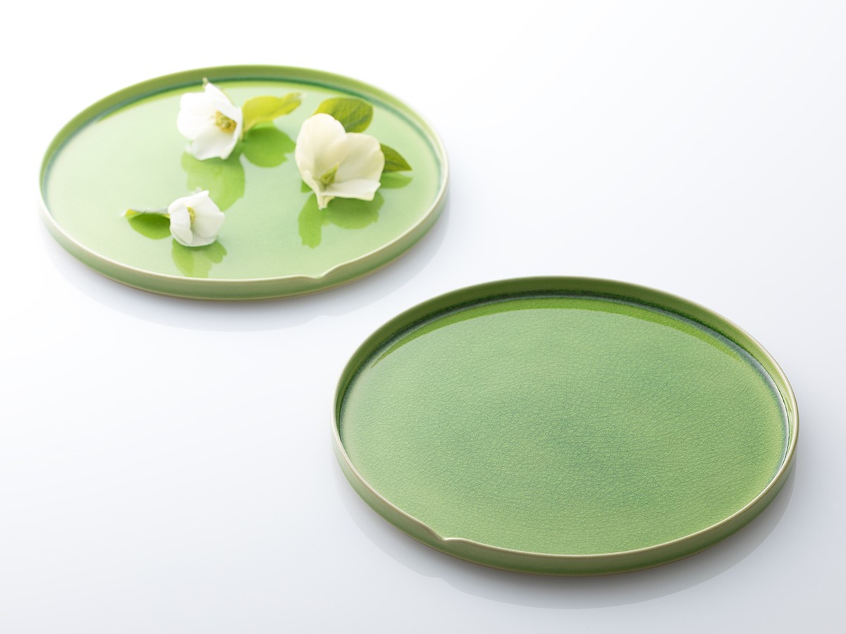 HASU GREEN CRACKLE Plate LL / ハス 緑貫入 大皿 大 （食器・テーブルウェア > 皿・プレート） 4