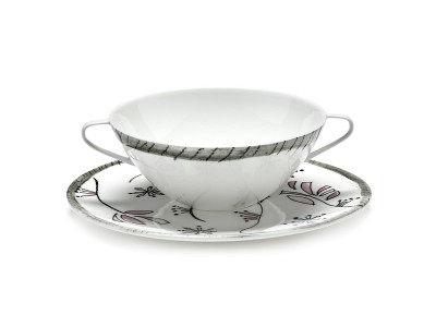 SERAX MIDNIGHT FLOWERS by MARNI Soup Bowl with Saucer Fiore Rosa