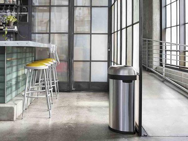 simplehuman セミラウンドオープントップダストボックス 60L 重厚シルバーステンレス 並行輸入 simplehuman セミラウンドオープントップダストボックス 60L 重厚