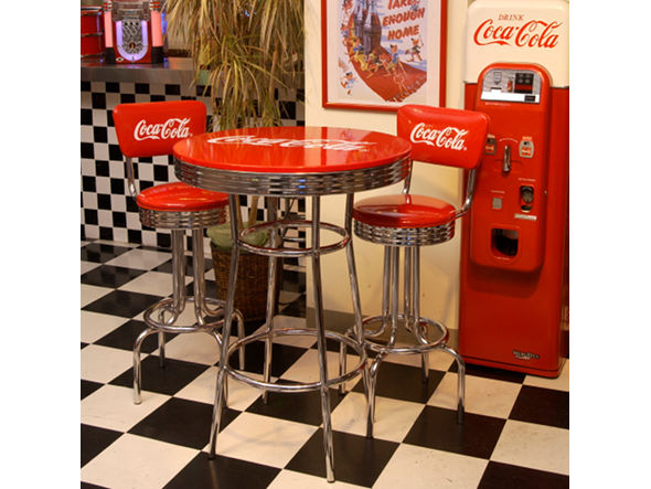 カリモク719C Coca-Cola コカコーラ ハイテーブル バーテーブル