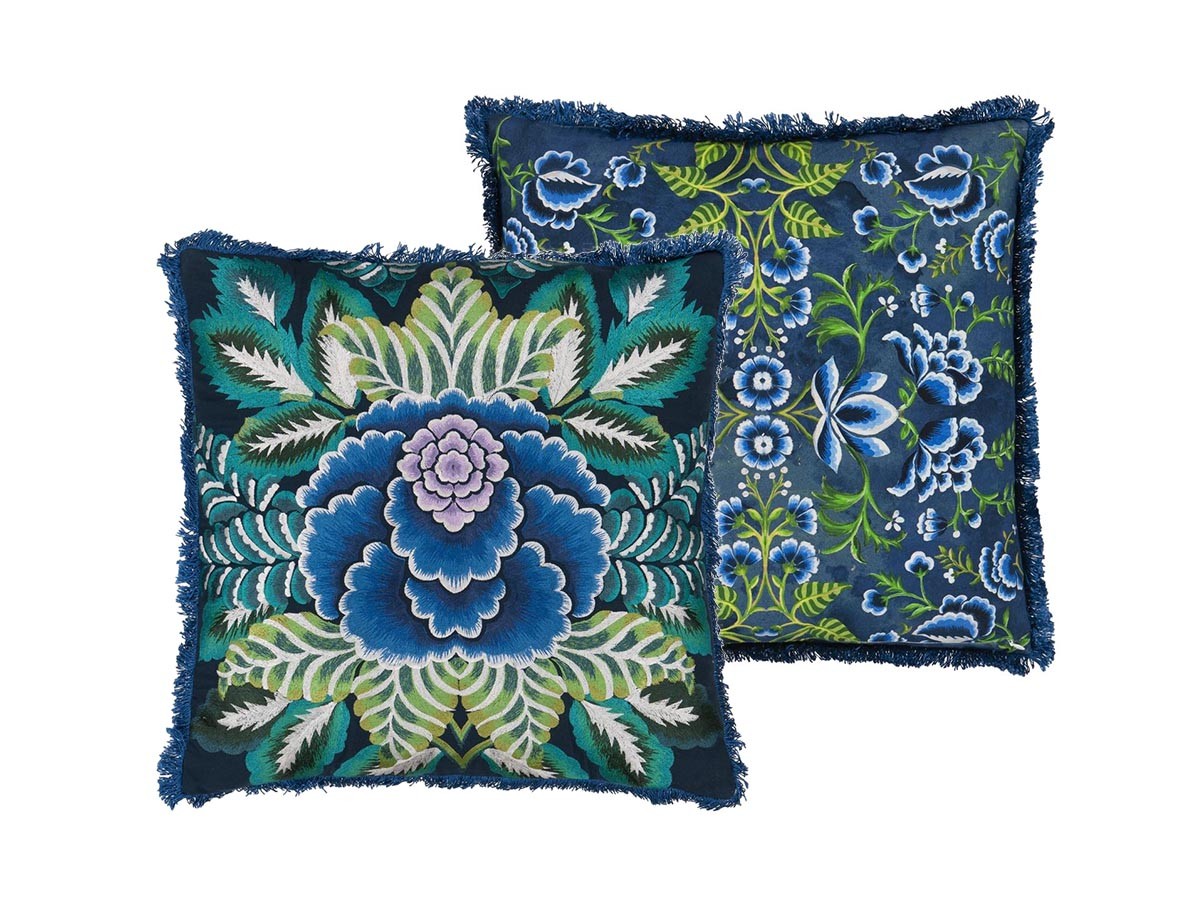 DESIGNERS GUILD Rose de Damas Embroidered Cushion / デザイナーズ