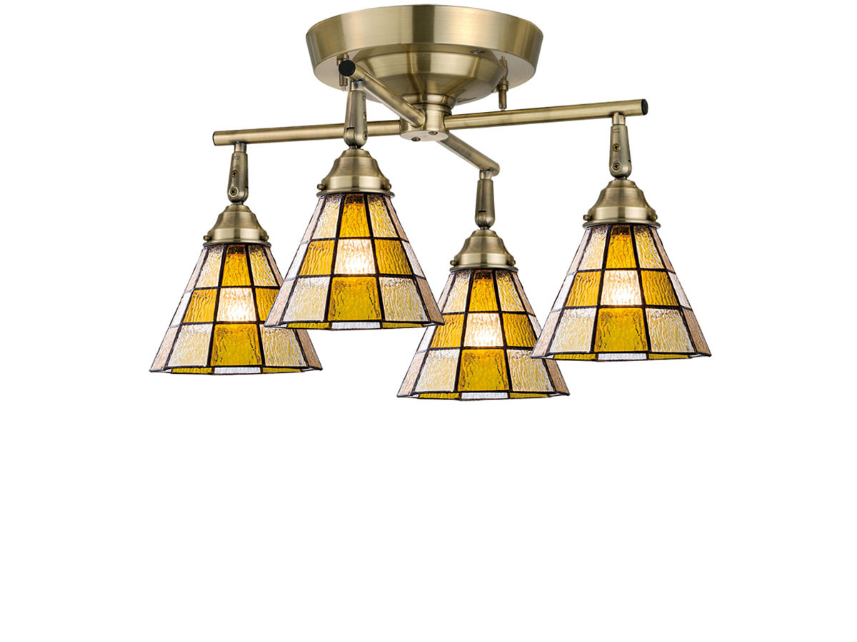 CUSTOM SERIES
4 Cross Ceiling Lamp × Stained Glass Checker / カスタムシリーズ
4灯クロスシーリングランプ × ステンドグラス（チェッカー） （ライト・照明 > シーリングライト） 1