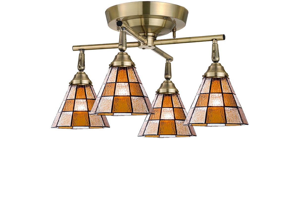 CUSTOM SERIES
4 Cross Ceiling Lamp × Stained Glass Checker / カスタムシリーズ
4灯クロスシーリングランプ × ステンドグラス(チェッカー) (ライト・照明 > シーリングライト) 1