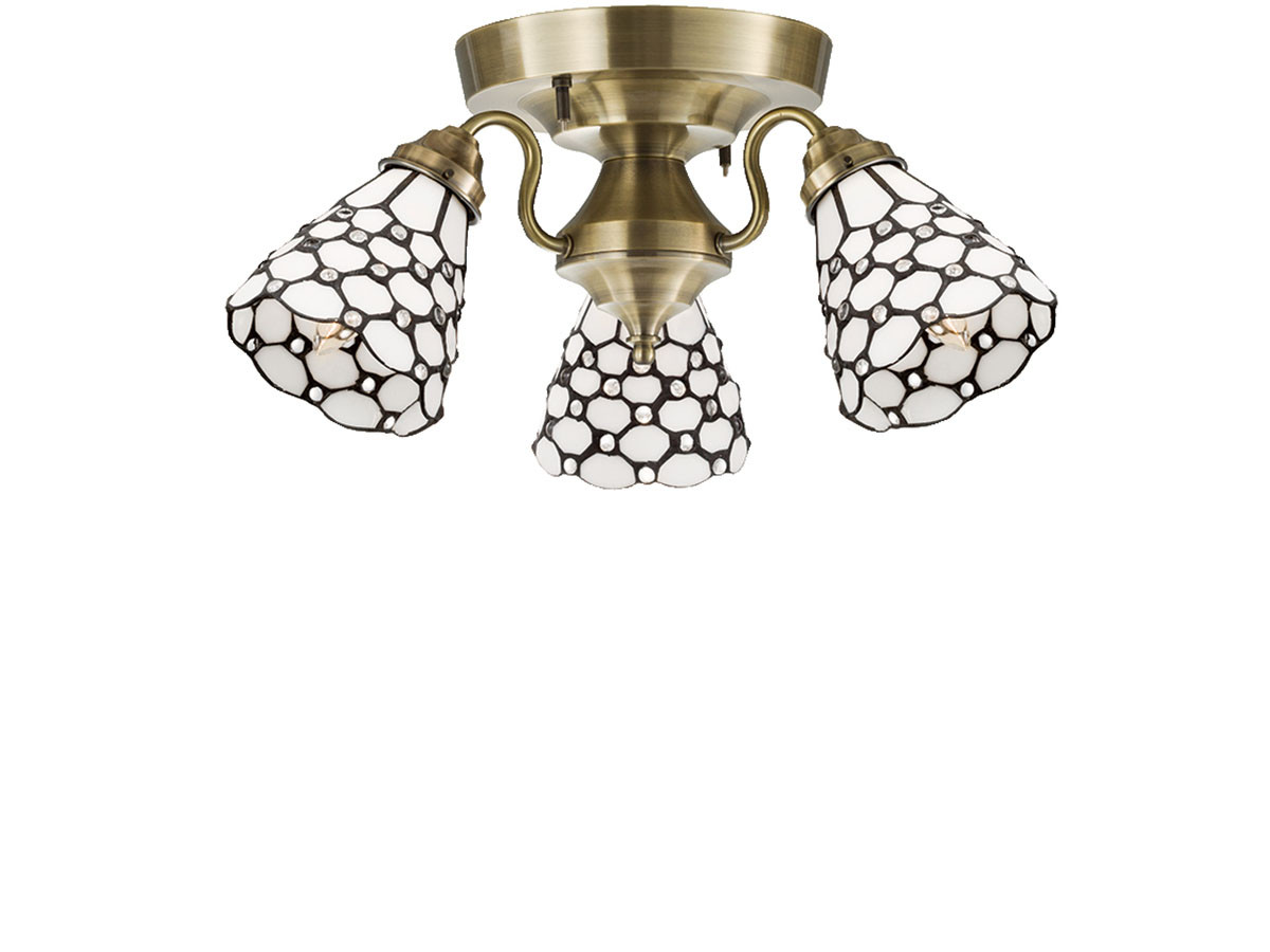 CUSTOM SERIES
3 Ceiling Lamp × Stained Glass Dots / カスタムシリーズ
3灯シーリングランプ × ステンドグラス（ドッツ） （ライト・照明 > シーリングライト） 9