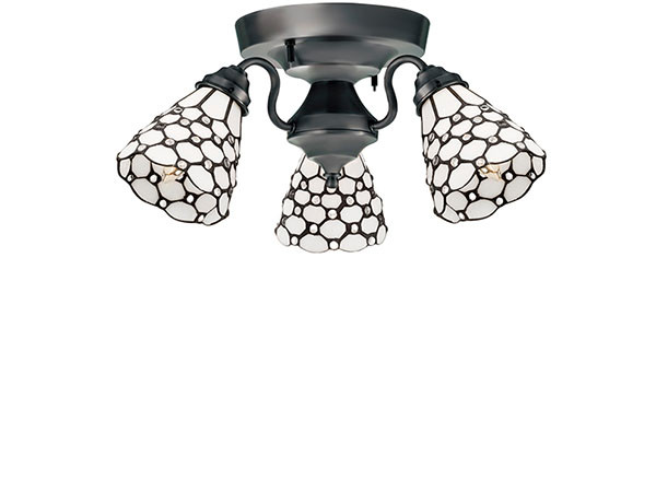CUSTOM SERIES
3 Ceiling Lamp × Stained Glass Dots / カスタムシリーズ
3灯シーリングランプ × ステンドグラス（ドッツ） （ライト・照明 > シーリングライト） 1