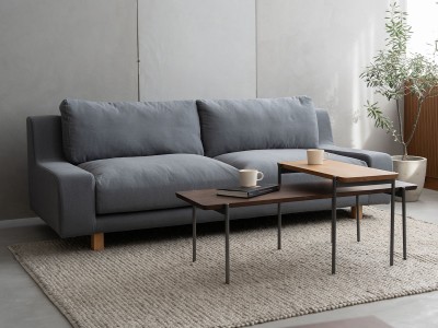 グレー 3人掛けソファ lushroom ソファ 3人掛け ファブリック グレー ネイビー