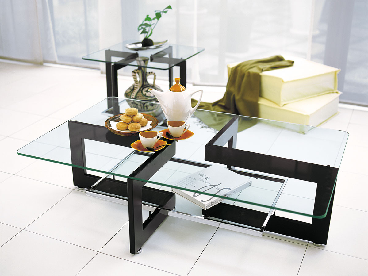 FLYMEe Noir GLASS LIVING TABLE W130 / フライミーノワール ガラスリビングテーブル 幅130cm m77157