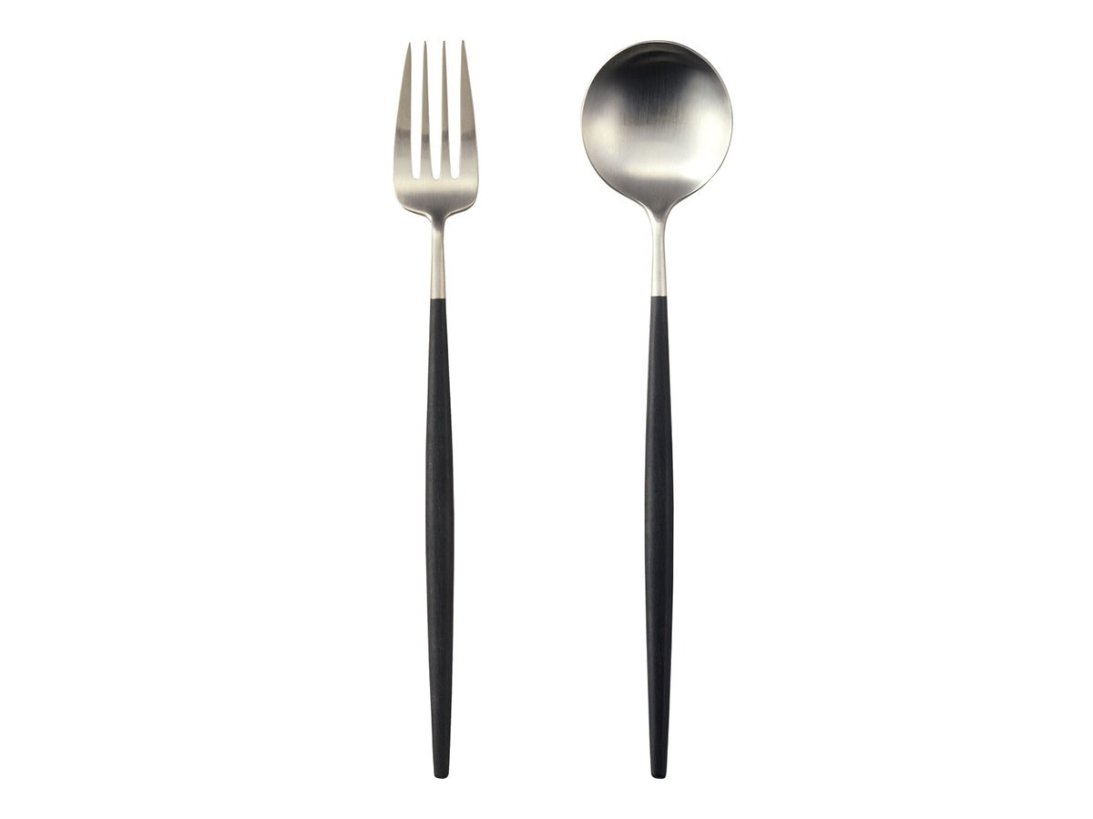 Cutipol GOA Serving Spoon & Fork / クチポール ゴア サービングスプーン & フォーク（ブラック × シルバー） （食器・テーブルウェア > カトラリー） 1