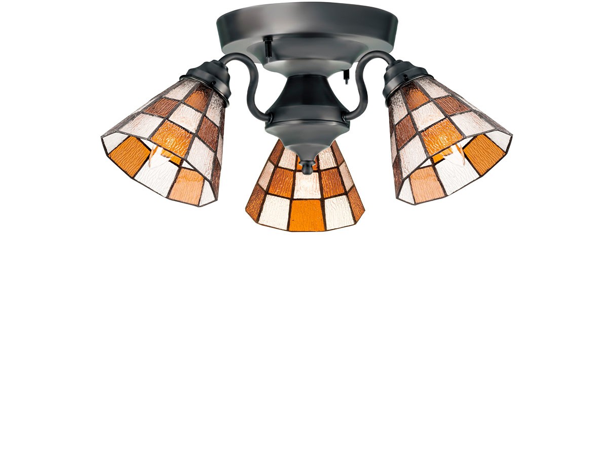 CUSTOM SERIES
3 Ceiling Lamp × Stained Glass Checker / カスタムシリーズ
3灯シーリングランプ × ステンドグラス(チェッカー) (ライト・照明 > シーリングライト) 1