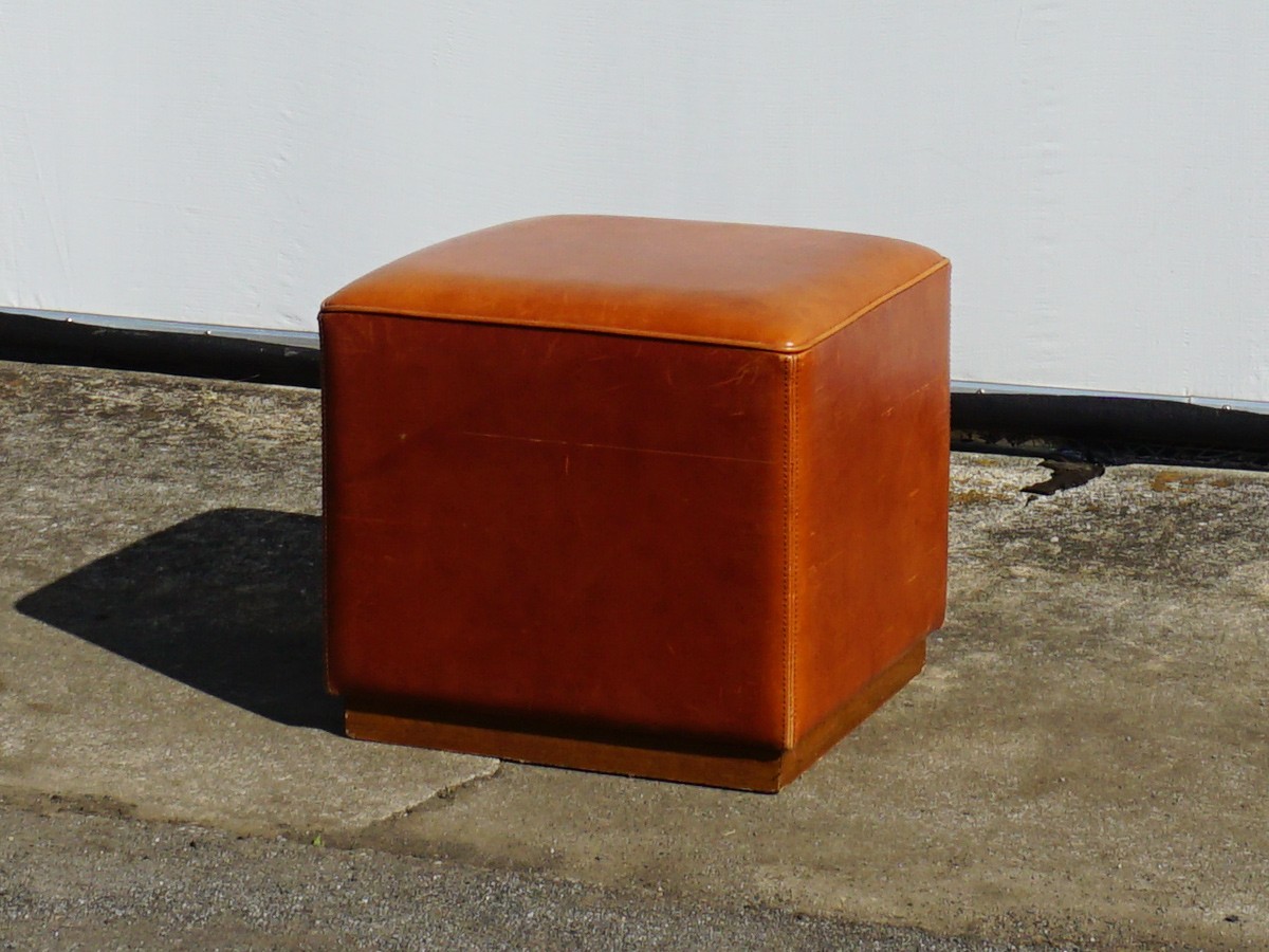 RE : Store Fixture UNITED ARROWS LTD. Leather Cube Stool A / リ ...