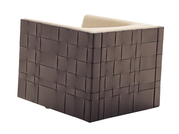 Sofa / 1人掛けソファ 革編みパネル e13057 （ソファ > ロビーソファ） 2