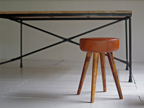 LIFE FURNITURE SF LEATHER STOOL / ライフファニチャー SF レザースツール（ゴートスキン） （チェア・椅子 > スツール） 6