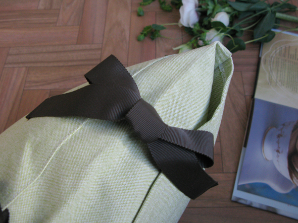 canvas chambray cushion cover ribbon SQ 4