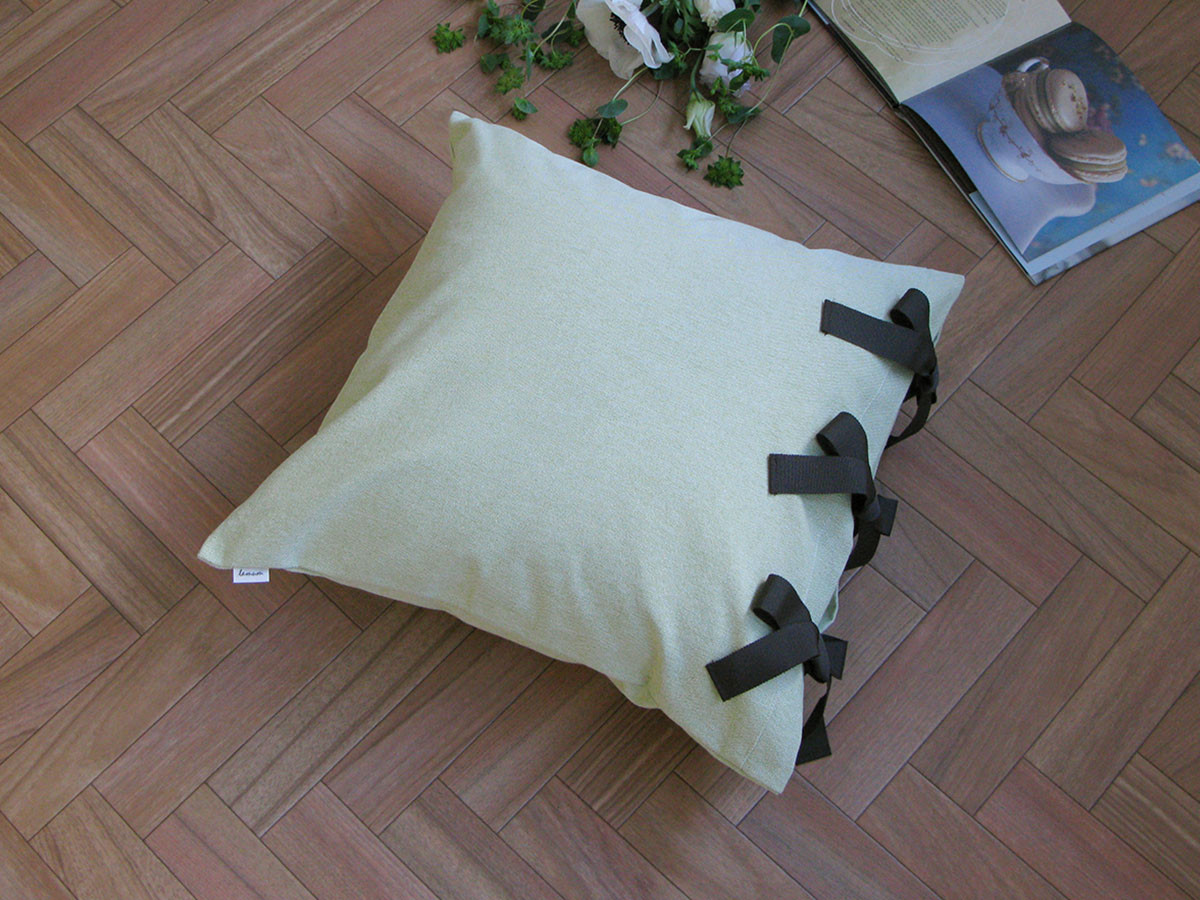 canvas chambray cushion cover ribbon SQ 1