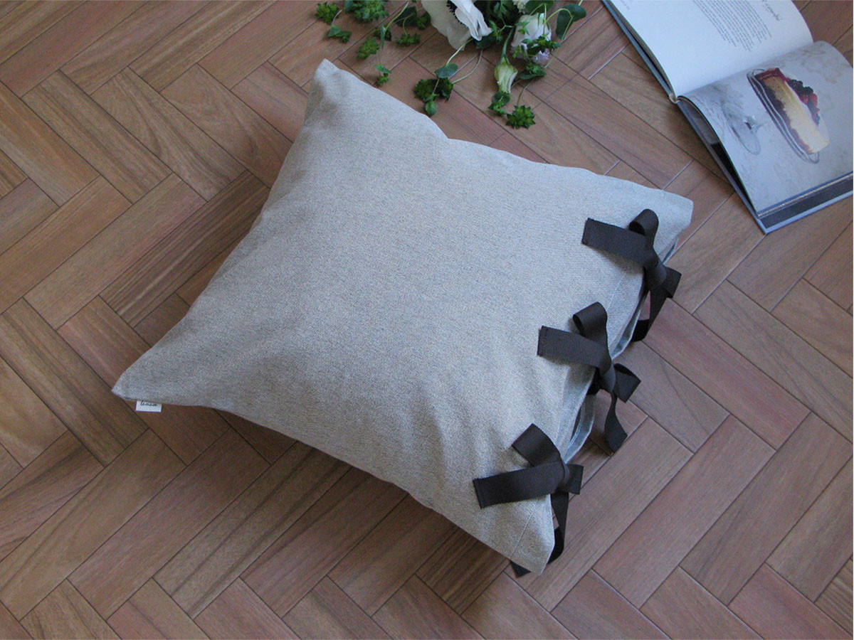 canvas chambray cushion cover ribbon SQ 5