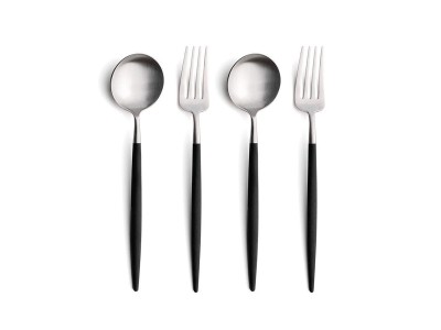 Cutipol GOA Dessert Cutlery Set / クチポール ゴア デザート4本セット（ブラック × シルバー） -  インテリア・家具通販【FLYMEe】