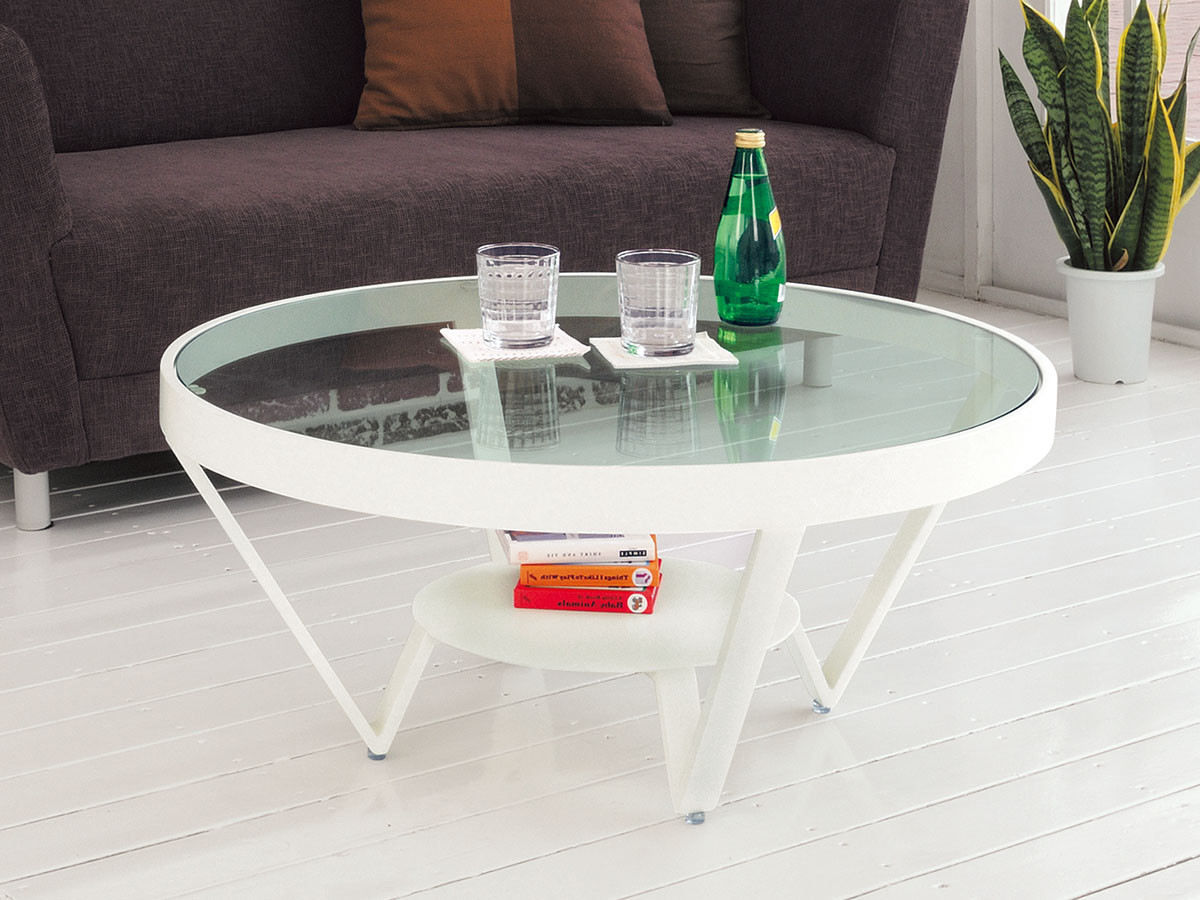 GLASS ROUND LIVING TABLE φ80 / ガラス ラウンドリビングテーブル 直径80cm m77185 （テーブル > ローテーブル・リビングテーブル・座卓） 1