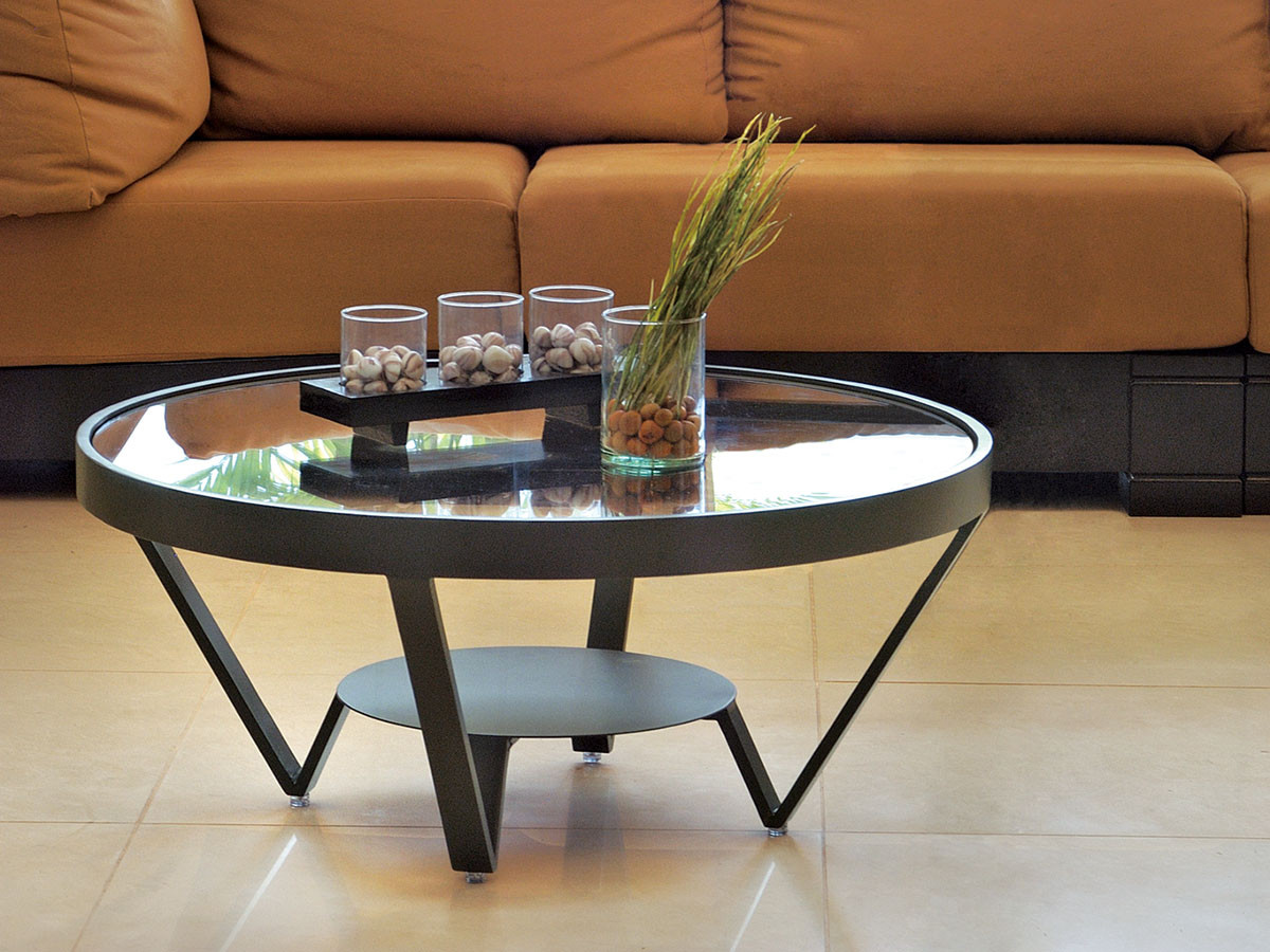 FLYMEe Noir GLASS ROUND LIVING TABLE φ80 / フライミーノワール