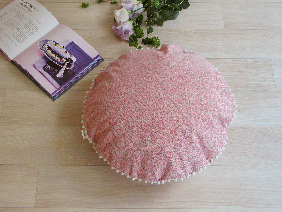 le mum canvas plain cushion cover pompon R / ルムーム キャンバス プレーン クッションカバー ポンポン R（ピンク × アイボリー） （クッション > クッション・クッションカバー） 1