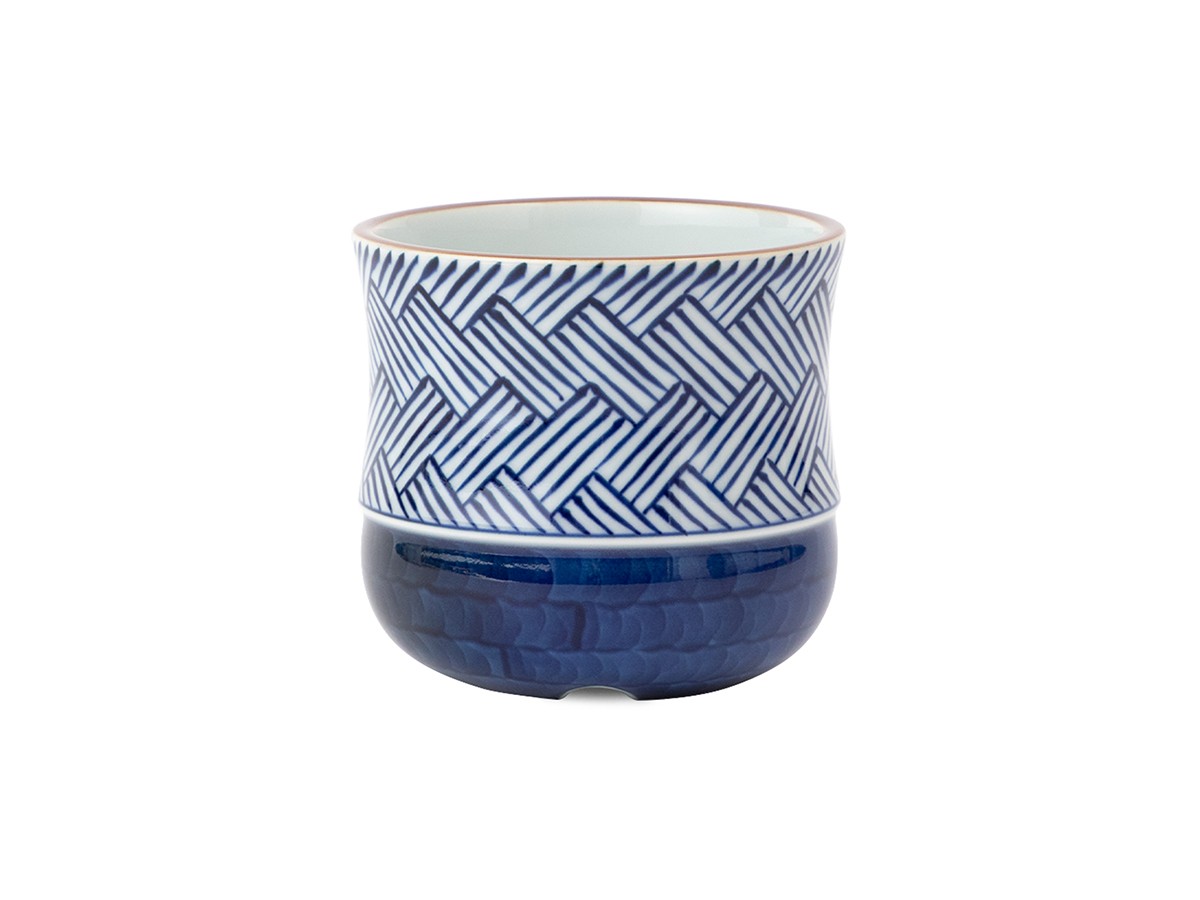 染付網代文 植木鉢