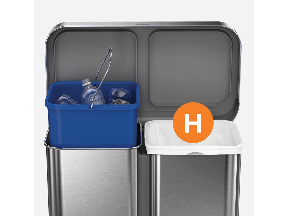 simplehuman Dual Compartment Rectangular Step Can / シンプルヒューマン レクタンギュラー ステップカン 58L リサイクラー （ごみ箱・玄関小物 > ごみ箱・ダストボックス） 29