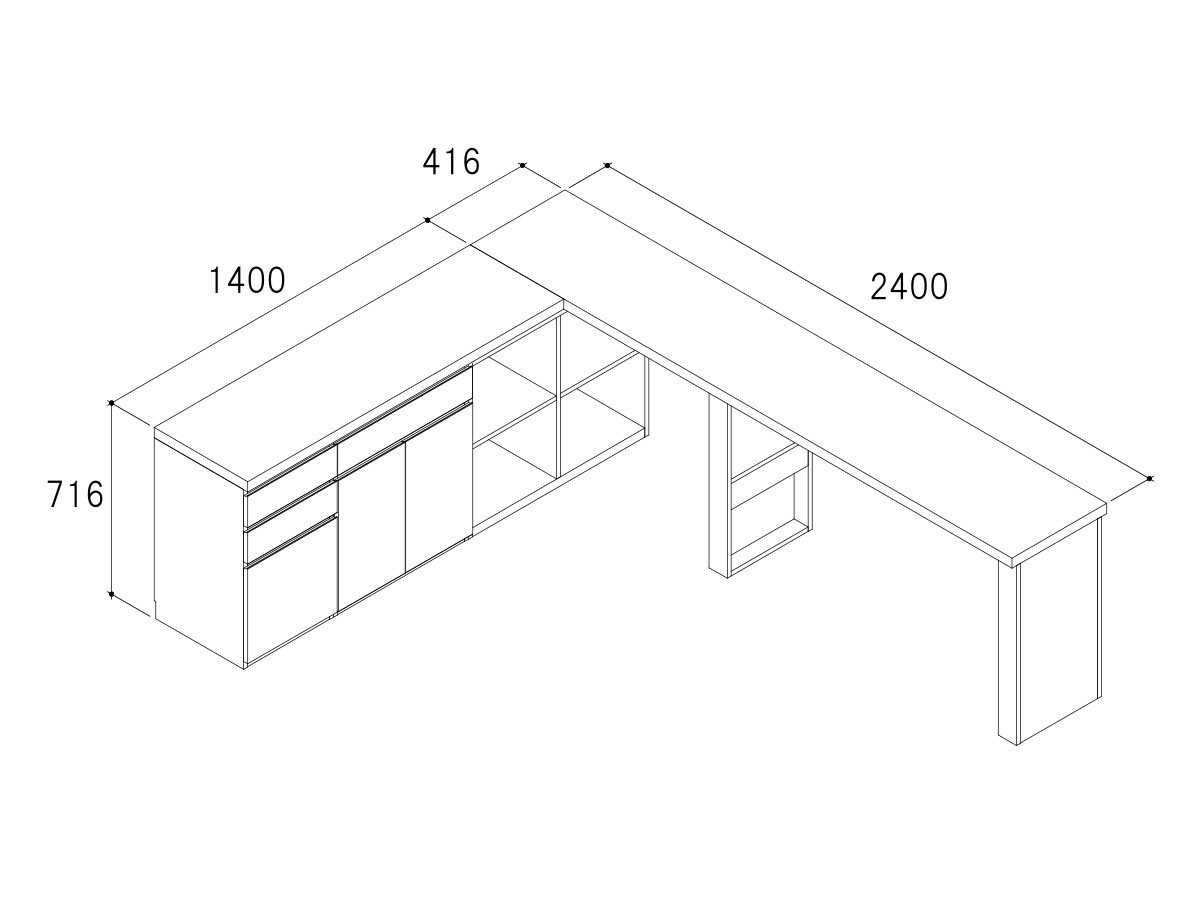 CENCE L TWIN DESK + DOOR CABINET / センス L型 ツインデスク + 開戸キャビネット （デスク・机 > デスク・パソコンデスク・袖机） 5