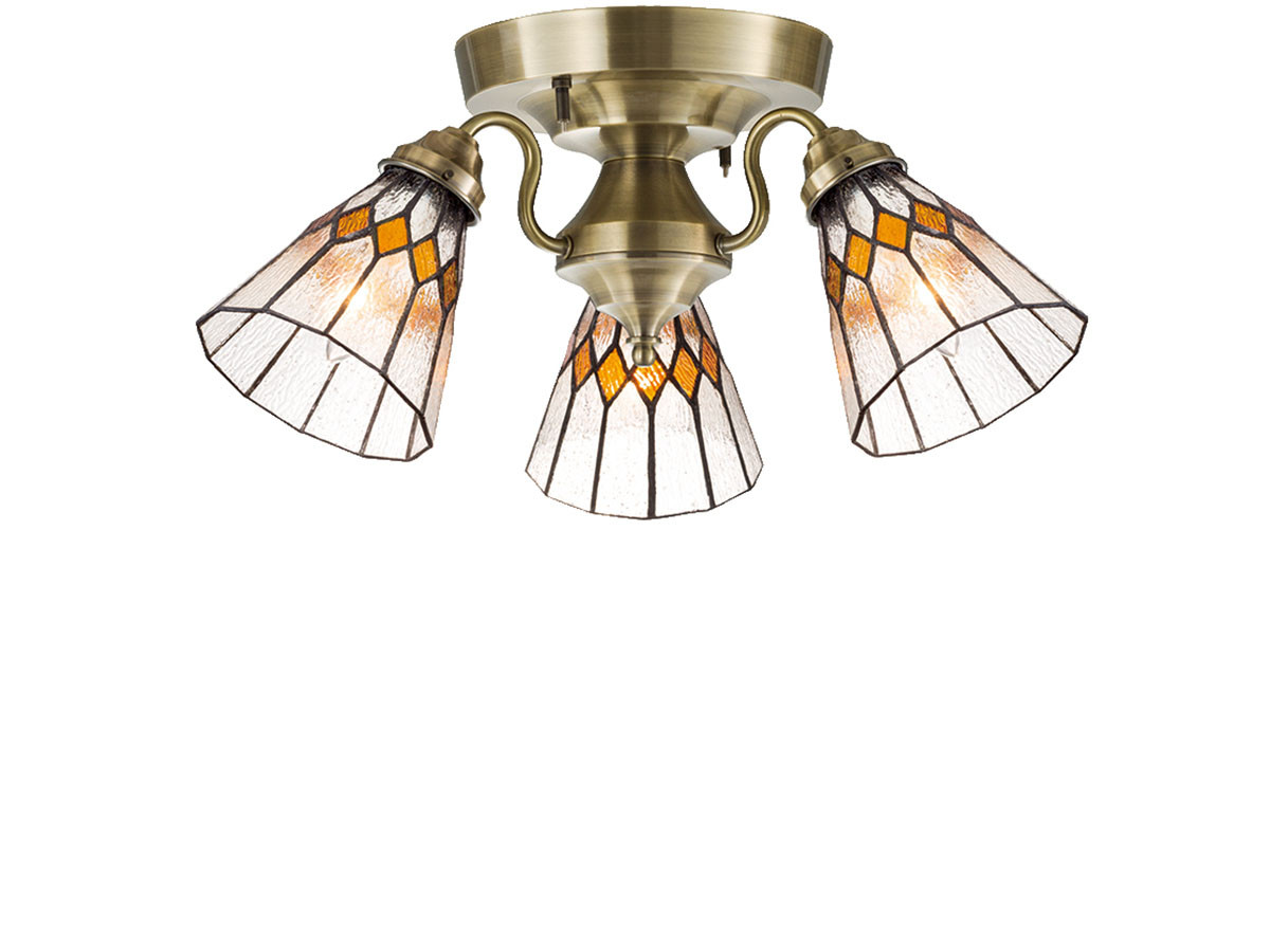 CUSTOM SERIES
3 Ceiling Lamp × Stained Glass Break / カスタムシリーズ
3灯シーリングランプ × ステンドグラス（ブレイク） （ライト・照明 > シーリングライト） 9