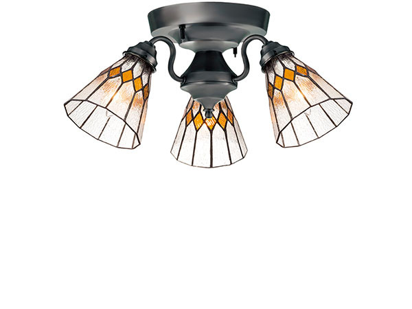 CUSTOM SERIES
3 Ceiling Lamp × Stained Glass Break / カスタムシリーズ
3灯シーリングランプ × ステンドグラス（ブレイク） （ライト・照明 > シーリングライト） 1