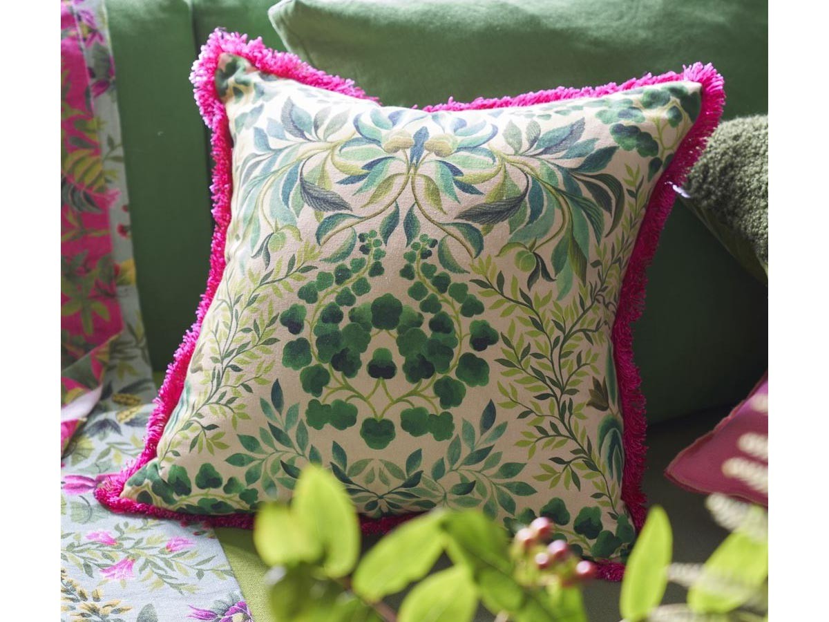 DESIGNERS GUILD Ikebana Damask Embroidered Cushion / デザイナーズギルド イケバナ ダマスク エンブロイダード クッション 50 × 50cm（フューシャ） （クッション > クッション・クッションカバー） 7