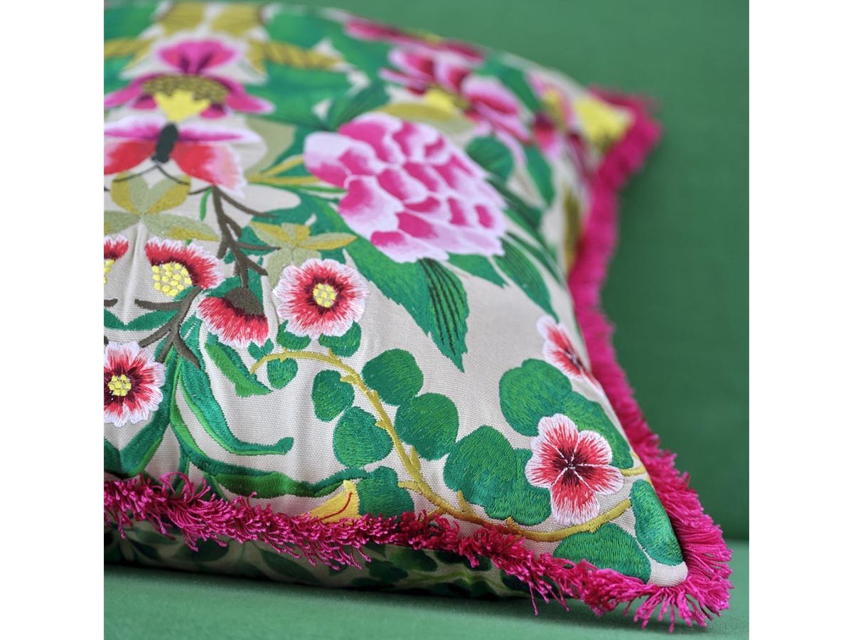 DESIGNERS GUILD Ikebana Damask Embroidered Cushion / デザイナーズギルド イケバナ ダマスク エンブロイダード クッション 50 × 50cm（フューシャ） （クッション > クッション・クッションカバー） 6